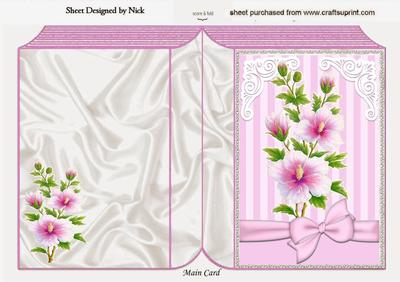 Pretty Pink Flowers with Pink Stripe and Bow Folded Book