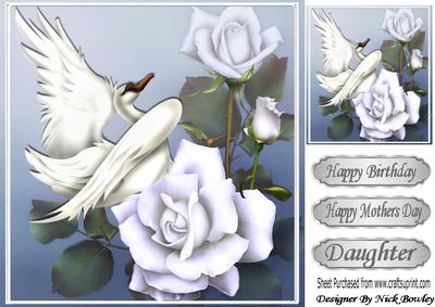 Pretty Fantasy Swan with White Roses 8x8