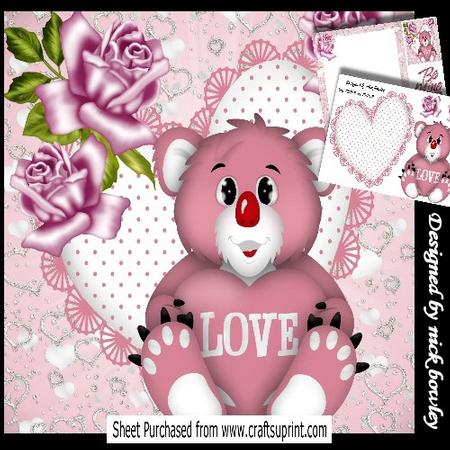 Cute Koala with Love Heart and Pink Roses 8x8 Mini Kit