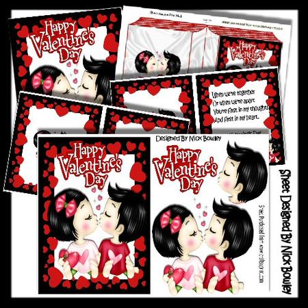 Cute Little Kids Kissing on Valentines Day, A5 Mini Kit