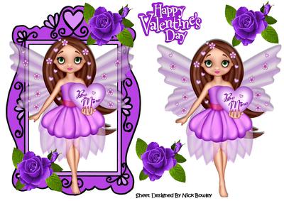 Be Mine Lilac Faerie with Heart and Roses