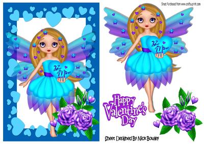 Turq Faerie with Be Mine Heart and Lilac Roses