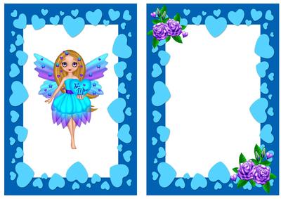 Turq Faerie with Be Mine Heart and Lilac Roses A5 Insert