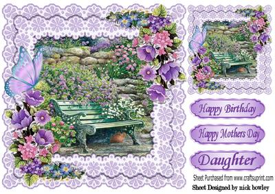 Summer Flowers Pretty Shades of Lilac with Butterfly 8x8