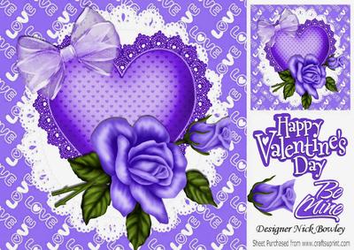 Pretty Purple Rose with Organza Bow & Heart 8x8