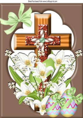 Easter Cross with White Lillies and Chocolate Eggs A4