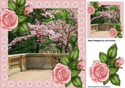 Pretty Verander of Pink Blossoms and Roses 8x8