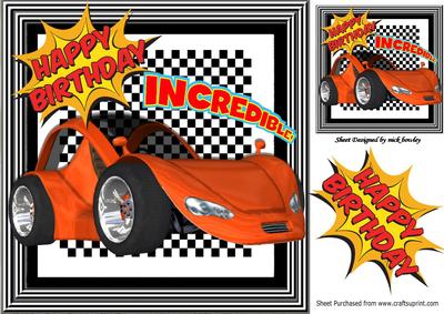 Incredible! Burnt Orange Sportscar on Check Frame 8x8