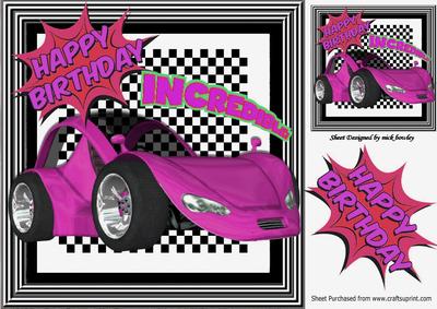 Incredible! Cerise Sportscar on Check Frame 8x8