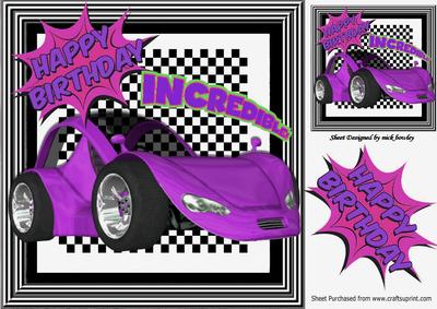 Incredible! Purple Sportscar on Check Frame 8x8