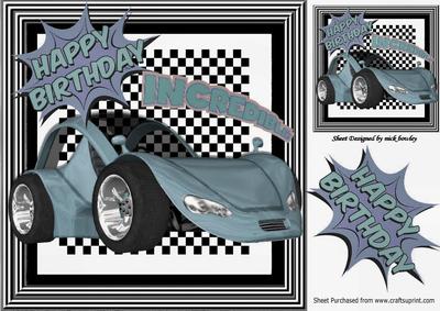Incredible! Silver Sportscar on Check Frame 8x8