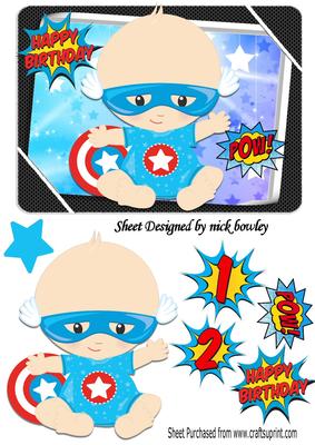 Super Baby with His Shield and Blue Mask!