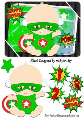 Super Baby with His Shield and Green Mask!