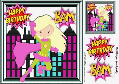 Pink City, Super Girl in Her Pink Cape 8x8
