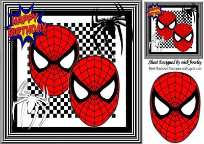 Super Hero Masks with Black and White Spiders 8x8