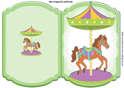 Pretty Carousel Horse on Lace Bracket Quick Card