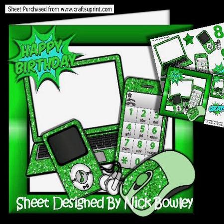 Green Glitter Mp3 Player, Laptop, Mobile 8x8 Mini Kit