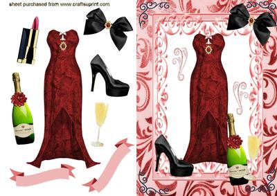 Gorgeous Red Evening Dress with Black Ladies Accessories