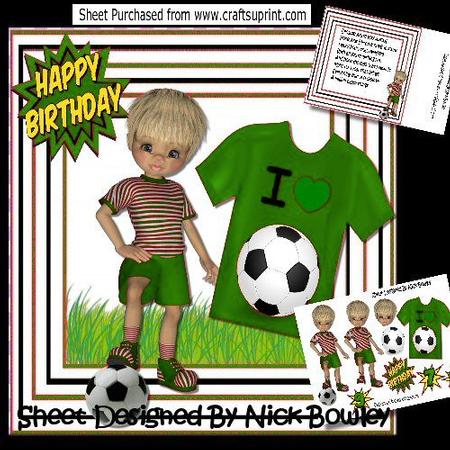 I Love Football! Boy in Green 8x8 Mini Kit