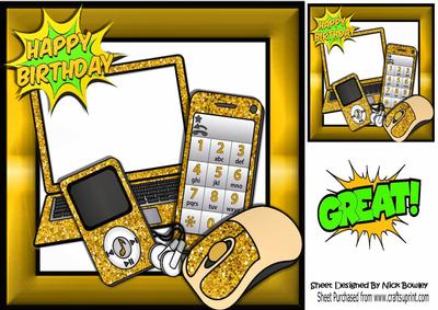 Gold Glitter Mp3 Player, Laptop, Mobile 8x8