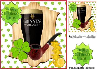 A Pint and a Pipe and a 4 Leaf Clover for St Pattys Day 8x8