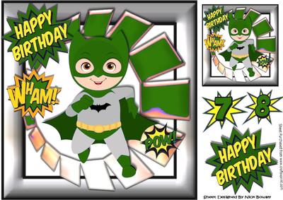Batman Running to Save the World, Wham! Pow! Green 8x8