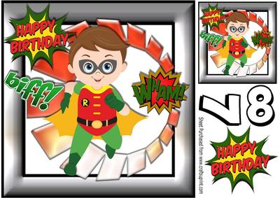 Robin in Green to the Rescue, Biff! Wham 8x8