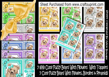 14 Cute Fuzzy Bears with Bows, Flowers & Toppers Bumper Kit