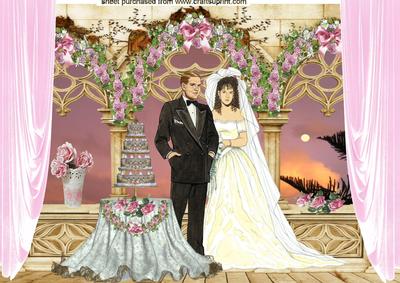 Beautiful Evening Scene of a Wedding Couple, A4 Topper