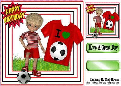 I Love Football! Boy in Red 8x8