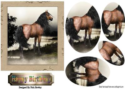 Beautiful Horse Grazing, Oval Pyramids