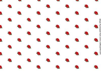 Pretty Red Roses with Green Leaves Backing Paper