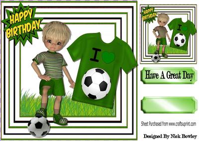 I Love Football! Boy in Green 8x8