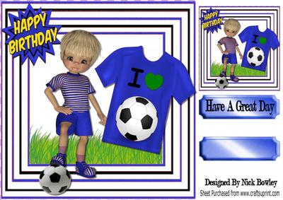 I Love Football! Boy in Blue 8x8