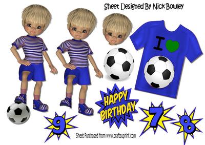 I Love Football! Boy in Blue, with T Shirt A4