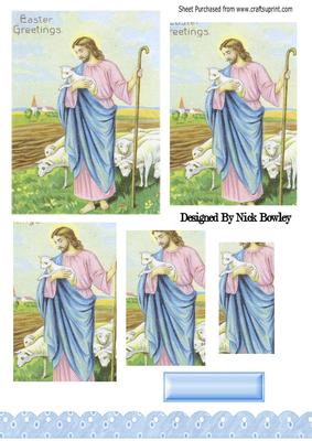 Religious Pyramids of Jesus in the Meadow with Lambs
