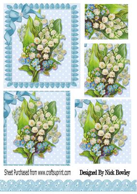 Pretty Vintage Lily of the Valley with Bow Pyramids