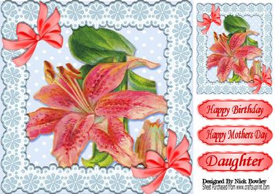 Lily with Red Bows, Polkadot and Lace 8x8