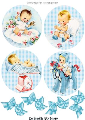 Four Cute Baby Boys with Bows Toppers
