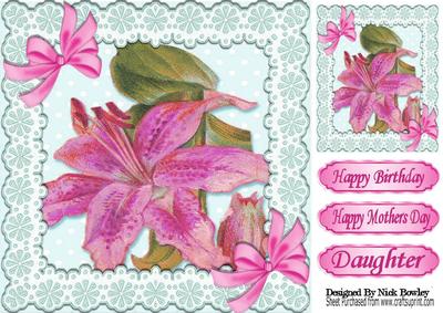Lily with Pink Bows, Polkadot and Lace 8x8