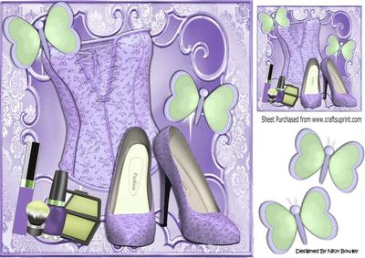Pretty Purple Ditsy Basque and Shoes with Makeup 8x8