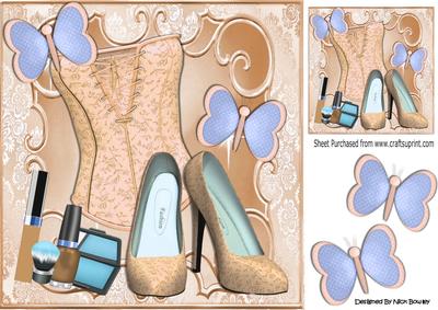 Pretty Peach Ditsy Basque and Shoes with Makeup 8x8