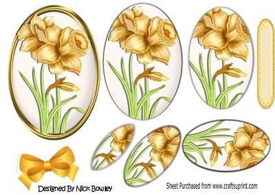 Beautiful Spring Daffodils with Bow in Oval Pyramids