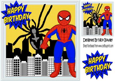 Spider with Super Hero in the City 8x8