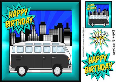 Black Camper Van in the City, 8x8