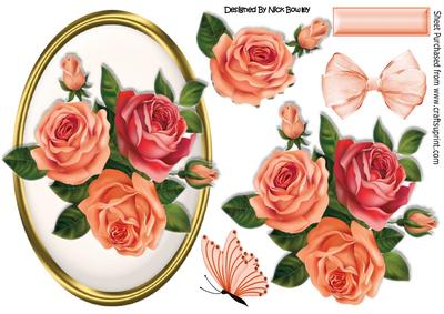 Pretty Shades of Peach and Pink Roses with Bow
