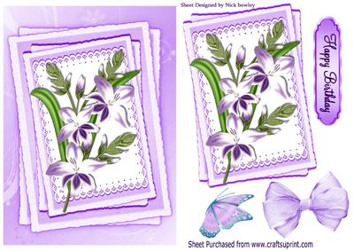 Pretty Lilac Lilies on Lace Stackers with Bow