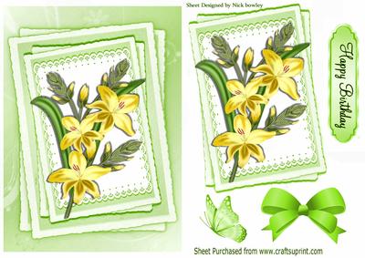 Pretty Yellow Lilies on Lace Stackers with Bow