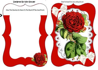 Pretty Red Roses on Lace Bracket Card