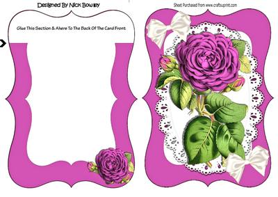 Pretty Pink Roses on Lace Bracket Card